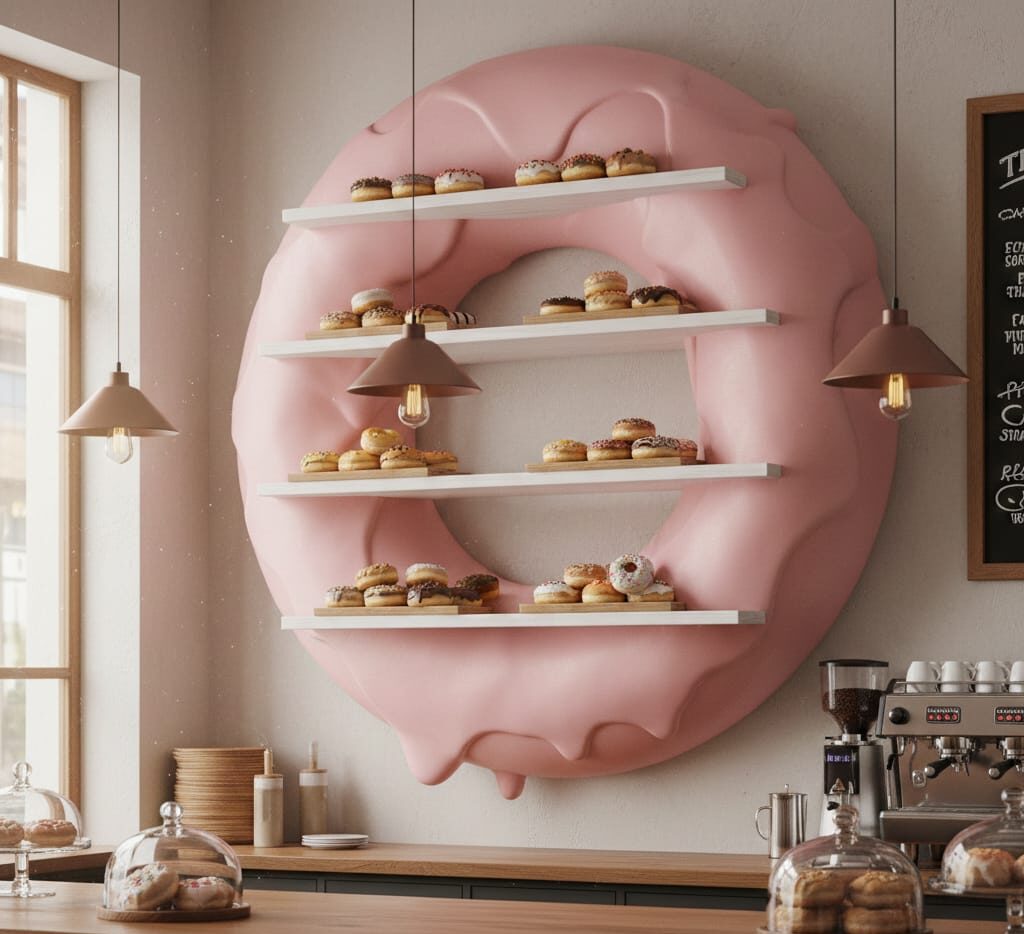 Stojak ekspozytor Donat - makieta pączka 3D dla cukierni i kawiarni - producent Malpol