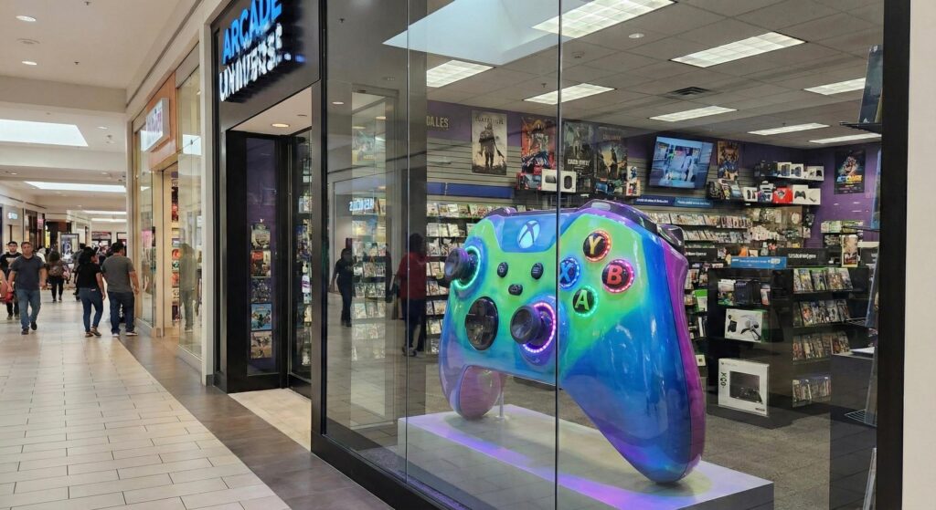 Gigantyczna makieta kontrolera do gier (Giant gaming controller replica) – reklama przestrzenna 3D dla salonów elektroniki – producent Malpol