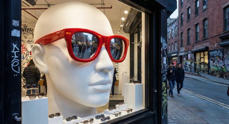 wystawa sklepowa okulary XXL 3D visual window displays