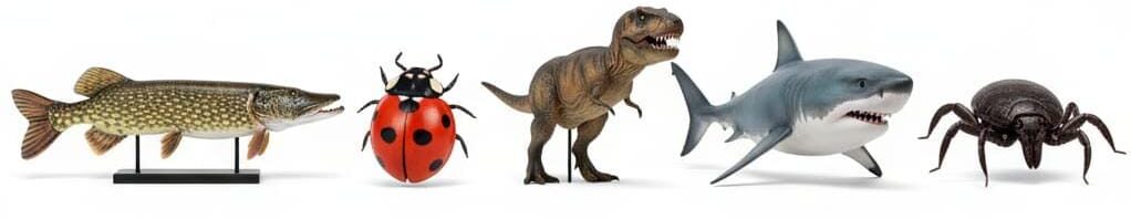 Makiety edukacyjne XXL ryba szczupak biedronka dinozaur T-Rex rekin i kleszcz Malpol Nowa Sól.