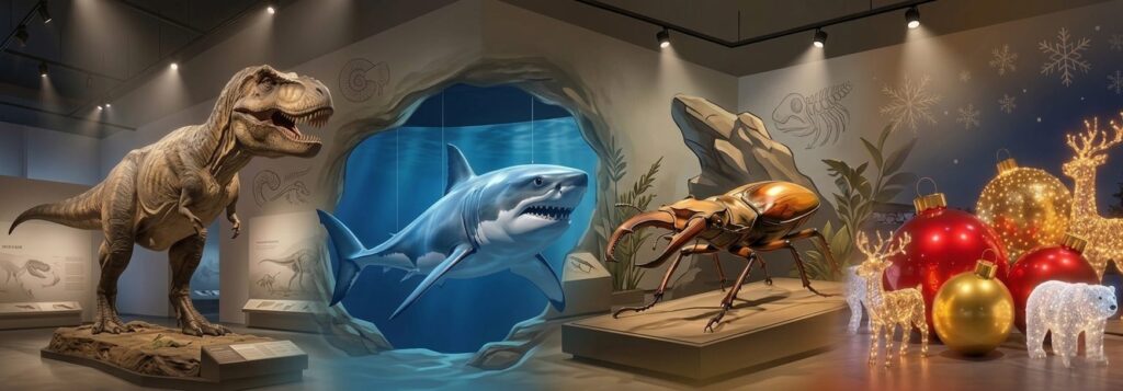 Przycisk nawigacyjny otwierający katalog rzeźb dinozaurów XXL i prehistorycznych zwierząt wykonanych w technologii druku 3D.