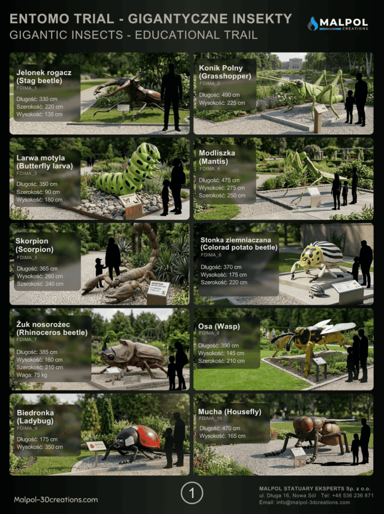 Katalog insektów XXL (Giant Insects) - strona 1: makiety Modliszka, Biedronka i Jelonek rogacz - producent malpol.