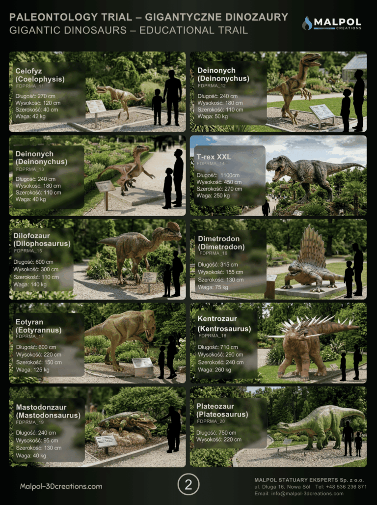 Katalog dinozaurów XXL (Dinosaur Catalog) - strona 2: makiety T-Rex i drapieżniki - producent malpol.