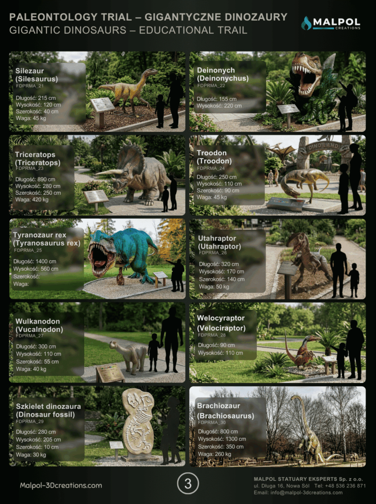 Katalog dinozaurów XXL (Dinosaur Catalog) - strona 3: makiety Brachiozaur i szkielety - producent malpol.