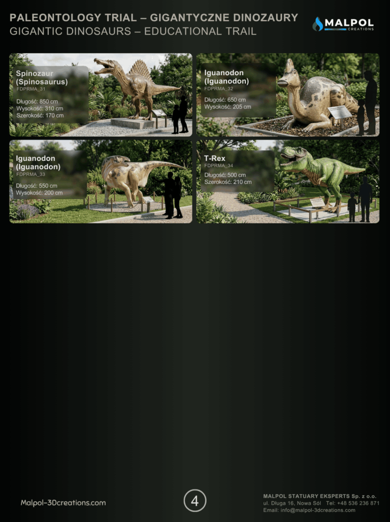 Katalog dinozaurów XXL (Dinosaur Catalog) - strona 4: makiety Spinozaur i Iguanodon - producent malpol.